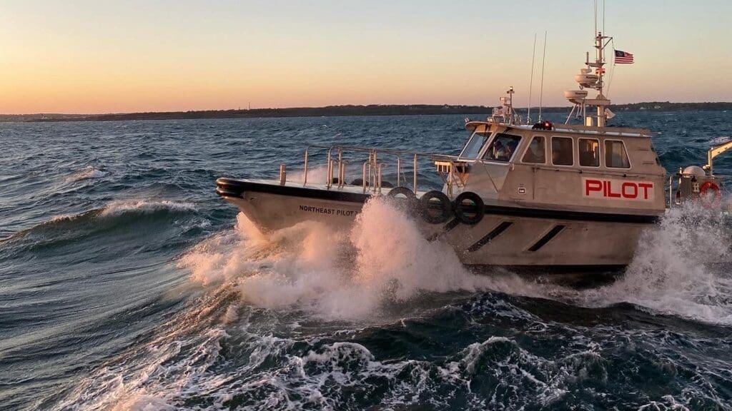 Pilot boat on choppy water