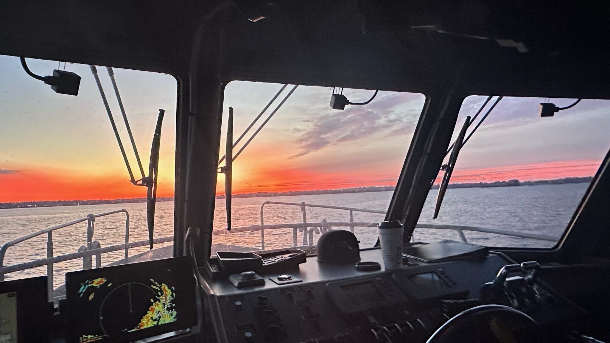 Boat bridge sunset view