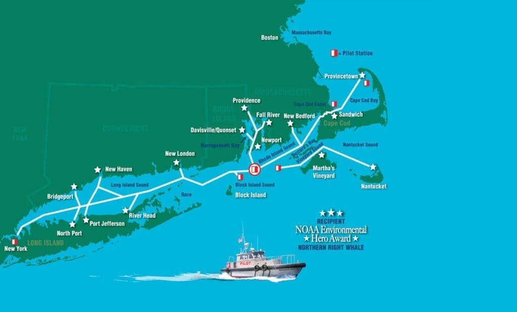 New England ferry routes map