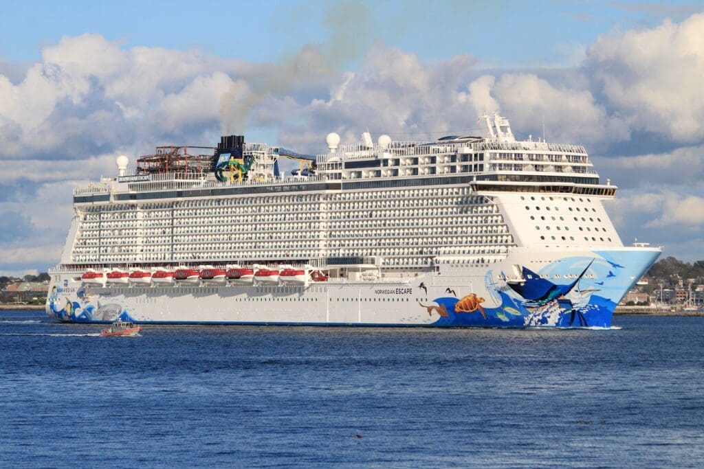 Large cruise ship sailing