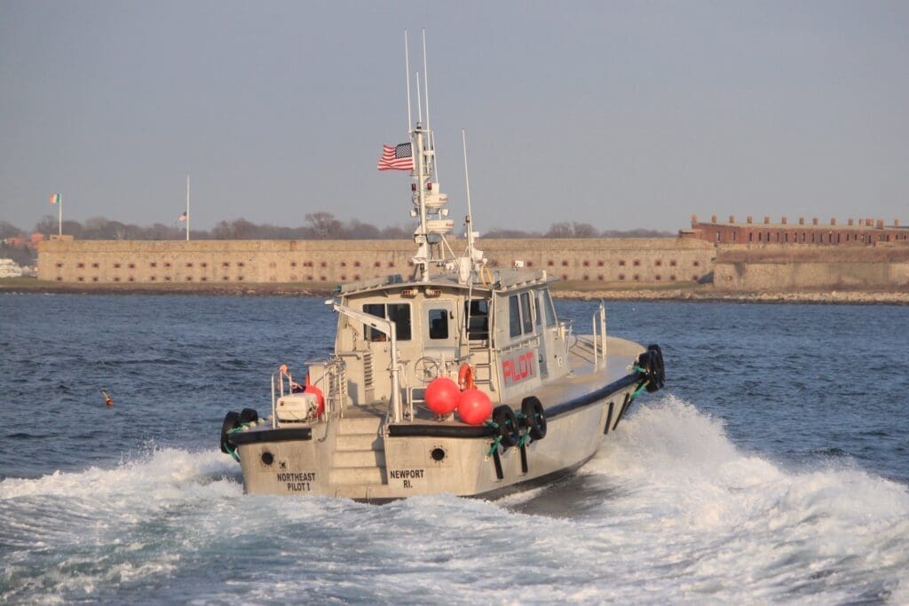 Boat moving through water