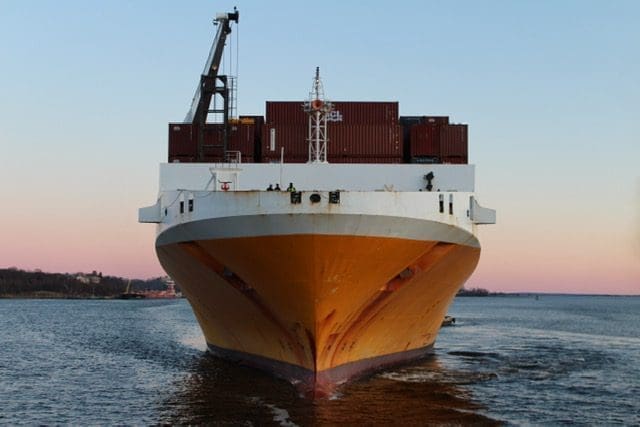 Container ship at sea